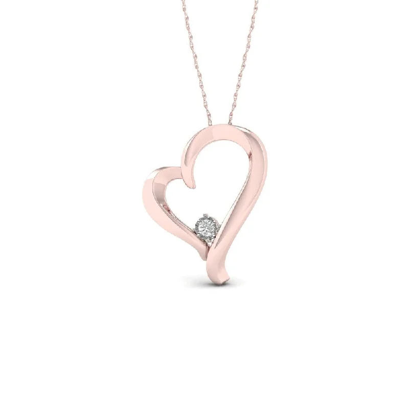 custom sterling silver necklace-De Couer 10k Rose Gold 1/20ct TDW Diamond Heart Necklace