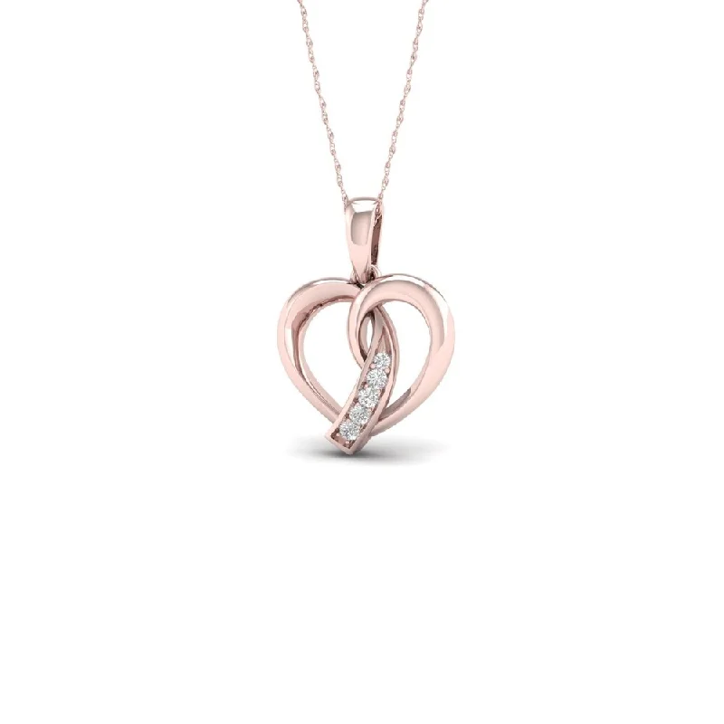 diamond heart necklace-De Couer 10k Rose Gold 1/20ct TDW Diamond Heart Necklace