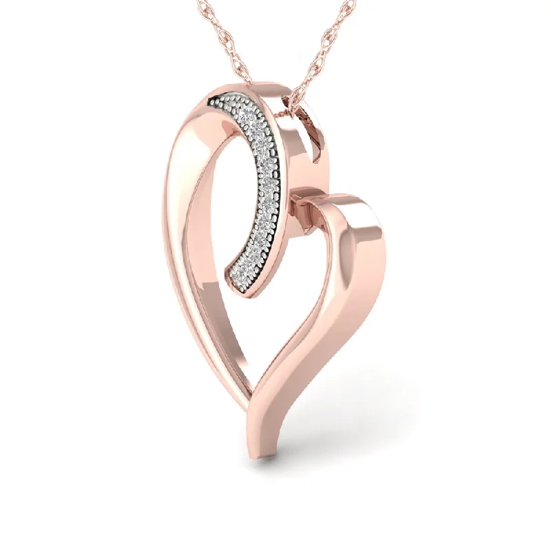 custom sterling silver necklace-De Couer 10K Rose Gold 1/20ct TDW Diamond Necklace - Pink