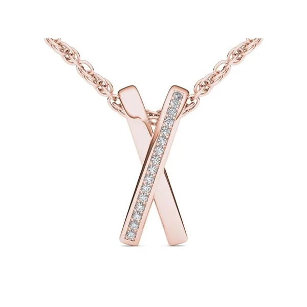 classic gold necklace-De Couer 10k Rose Gold 1/20ct TDW Diamond "X" Necklace - Pink