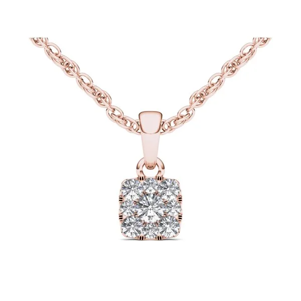 adjustable charm necklace-De Couer 10k Rose Gold 1/4ct TDW Diamond Cluster Necklace