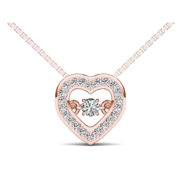 monogram necklace-De Couer 10k Rose Gold 1/5ct TDW Diamond HeartBeat Necklace - Pink