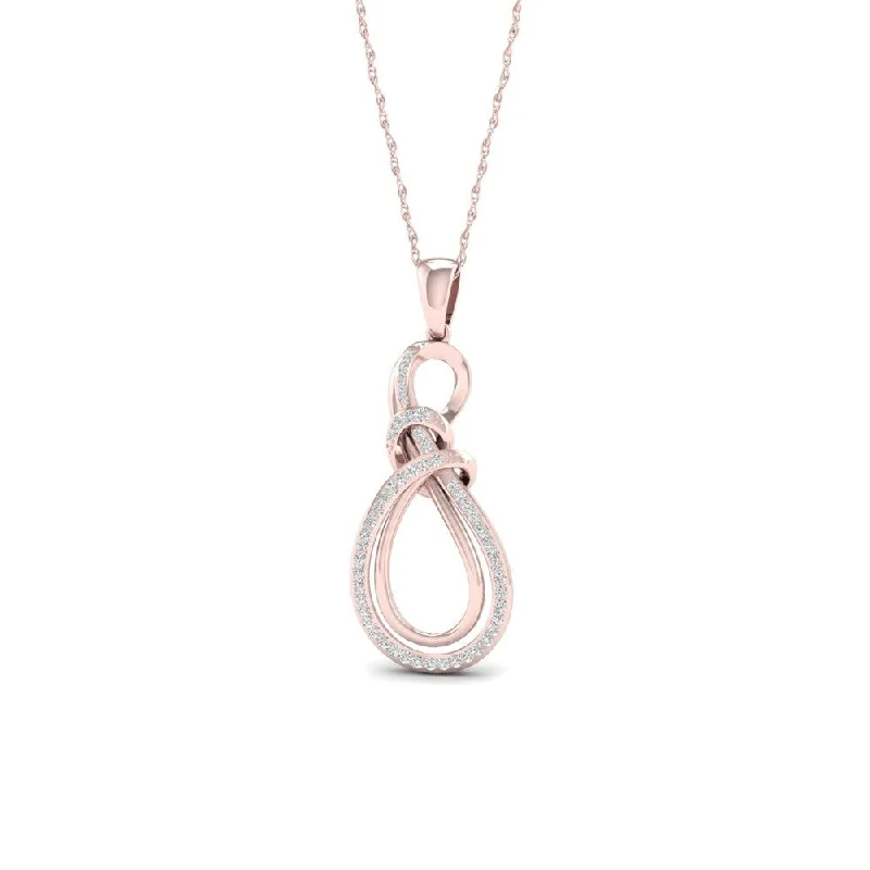 initial necklace for girls-De Couer 10k Rose Gold 1/6ct TDW Diamond Infinity Necklace