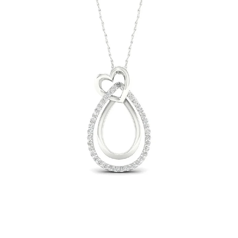 celestial star necklace-De Couer 10k White Gold 1/10ct TDW Diamond Heart Necklace