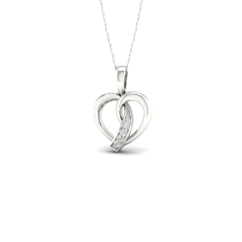 crystal pendant necklace-De Couer 10k White Gold 1/20ct TDW Diamond Heart Necklace