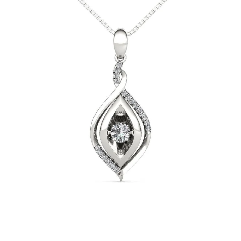 yoga necklace-De Couer 10K White Gold 1/4ct TDW Dancing Diamond Necklace - White H-I