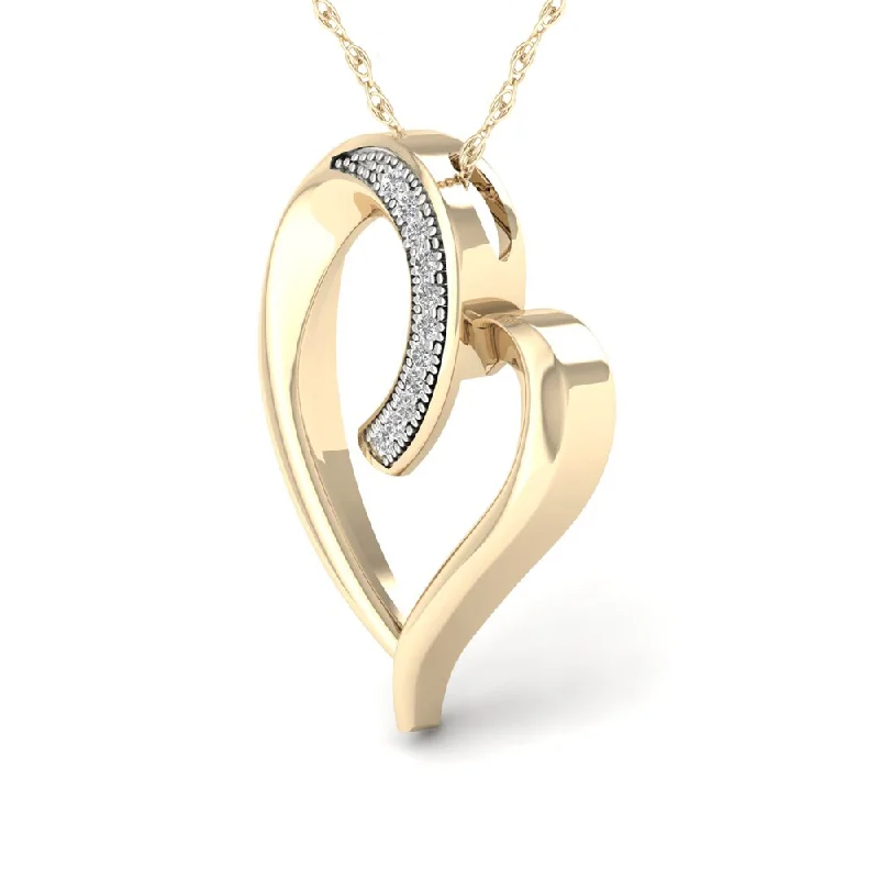 crystal pendant chain necklace-De Couer 10K Yellow Gold 1/20ct TDW Diamond Necklace