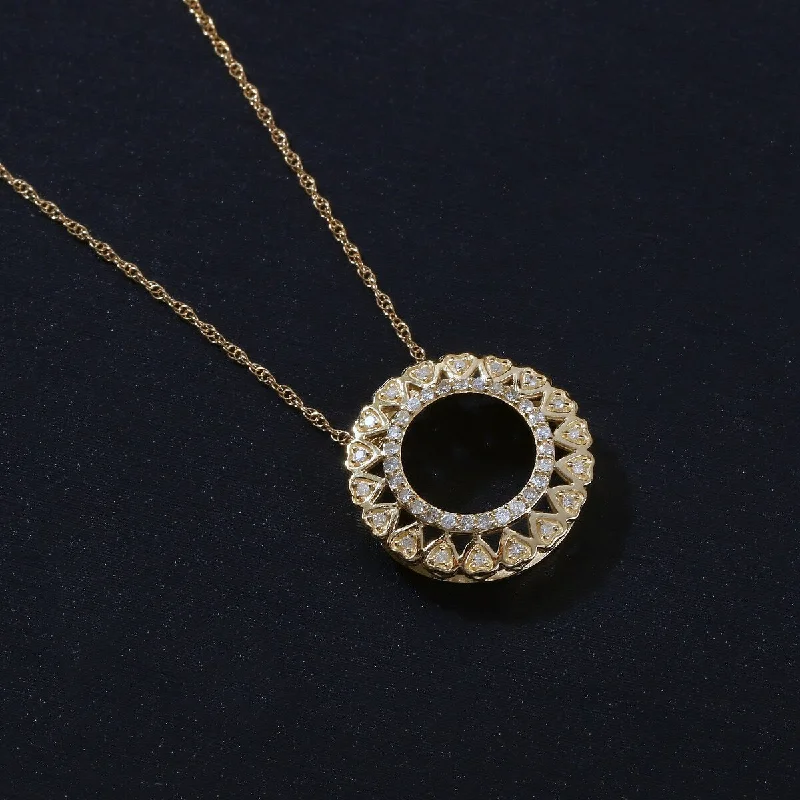 infinity diamond necklace-De Couer 10k Yellow Gold 1/6ct TDW Diamond Filigree Circle Necklace