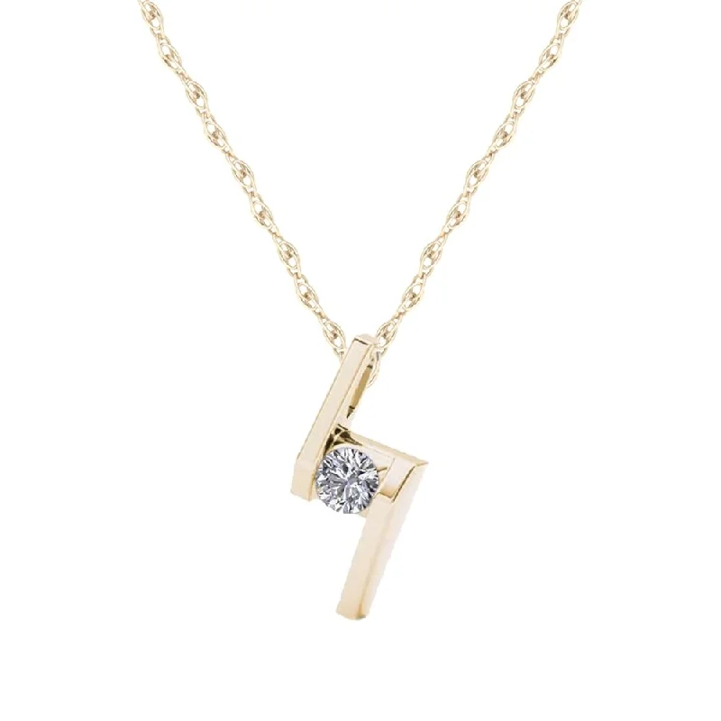 adjustable silver necklace-De Couer 10K Yellow Gold 1/6ct TDW Diamond Solitaire Necklace