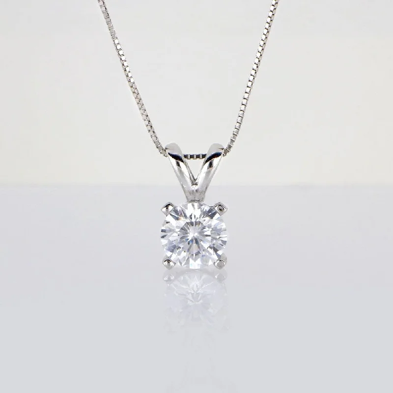 vintage gold necklace-De Couer 14k White Gold Diamond Magnificent Solitaire Necklace - White H-I - White H-I