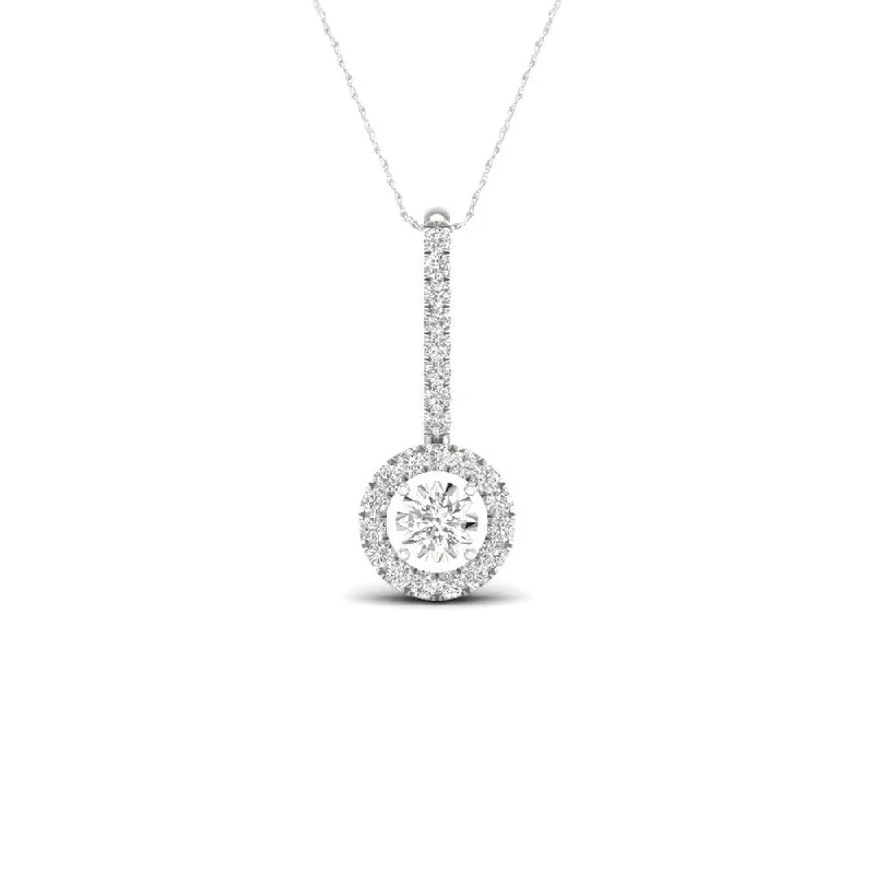 wire-wrapped necklace-De Couer IGI Certified 10k Gold 1/4ct TDW Diamond Halo Necklace