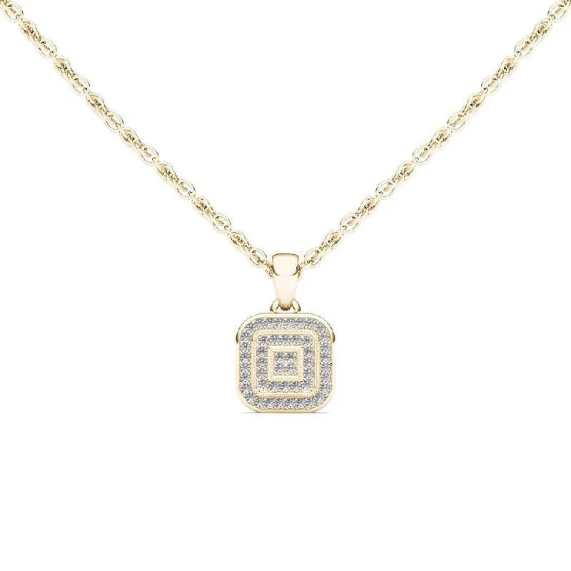 gold chain necklace-De Couer IGI Certified 10k Yellow Gold 1/10ct TDW Diamond Halo Necklace