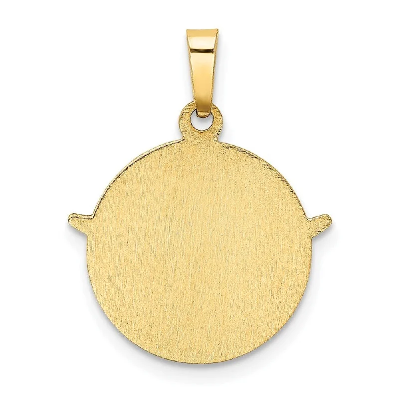 geometric gold necklace-Diamond2Deal 14K Yellow Gold Holy Spirit Medal Round Pendant (L- 24 mm, W- 18 mm)