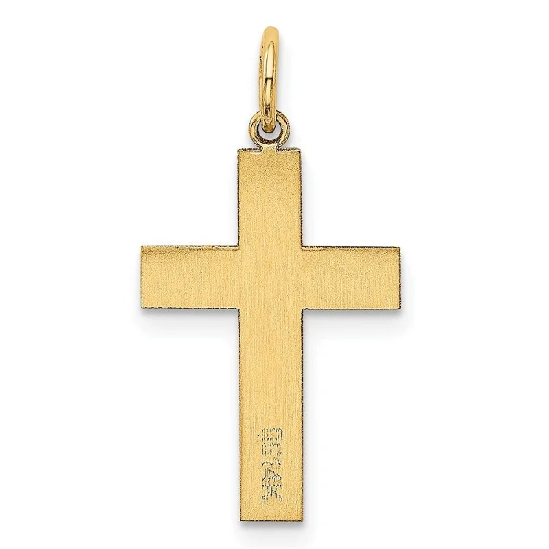 carved wood necklace-Diamond2Deal 14K Yellow Gold Polished Cross Pendant (L- 26 mm, W- 14 mm)