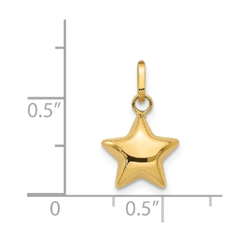 personalized couple necklace-Diamond2Deal 14K Yellow Gold Puffed Star Pendant (L- 14 mm, W- 10 mm)