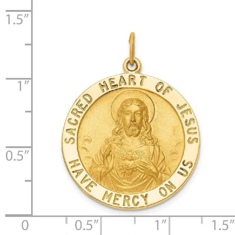 birthstone crystal necklace-Diamond2Deal 14K Yellow Gold Sacred Heart of Jesus Medal Pendant