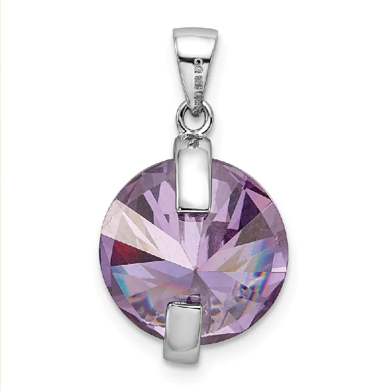 crystal heart necklace-Diamond2Deal 925 Sterling Silver Amethyst CZ Pendant (L- 18 mm, W- 13 mm)