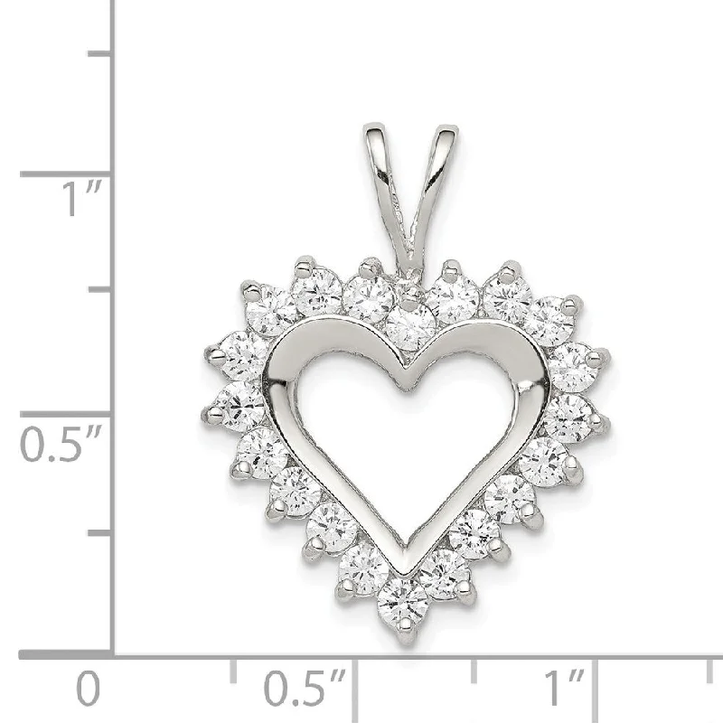 custom name necklace-Diamond2Deal 925 Sterling Silver CZ Heart Pendant (L- 27 mm, W- 21 mm)