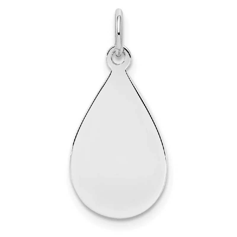 celestial necklace for women-Diamond2Deal 925 Sterling Silver Engraveable Teardrop Polished Front Satin Back Disc Pendant (L- 25 mm, W- 12 mm)