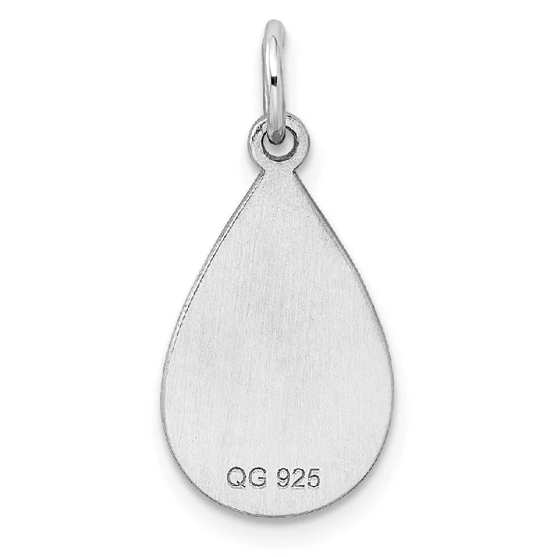 diamond pendant necklace-Diamond2Deal 925 Sterling Silver Engraveable Teardrop Polished Front Satin Back Disc Pendant (L- 25 mm, W- 12 mm)