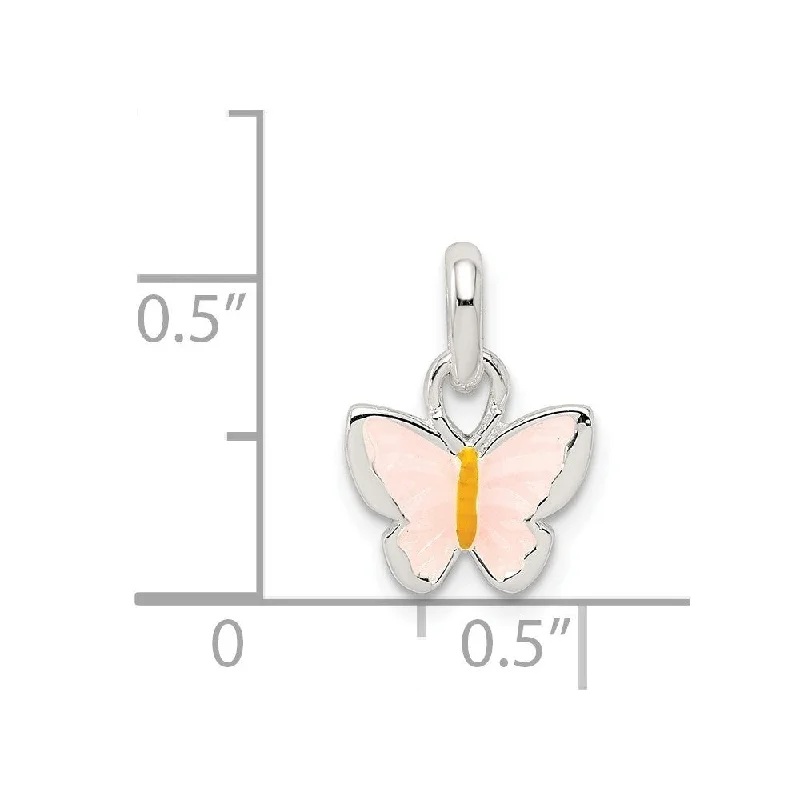 gold choker necklace-Diamond2Deal 925 Sterling Silver Pink Yellow Enameled Butterfly Pendant