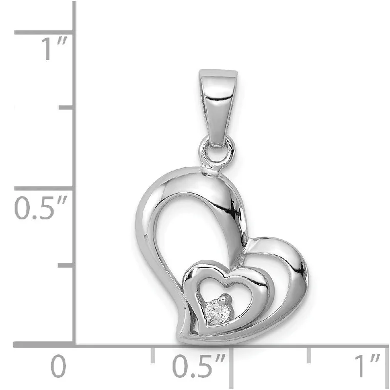 dainty initial necklace-Diamond2Deal 925 Sterling Silver Rhodium Plated CZ Heart Pendant