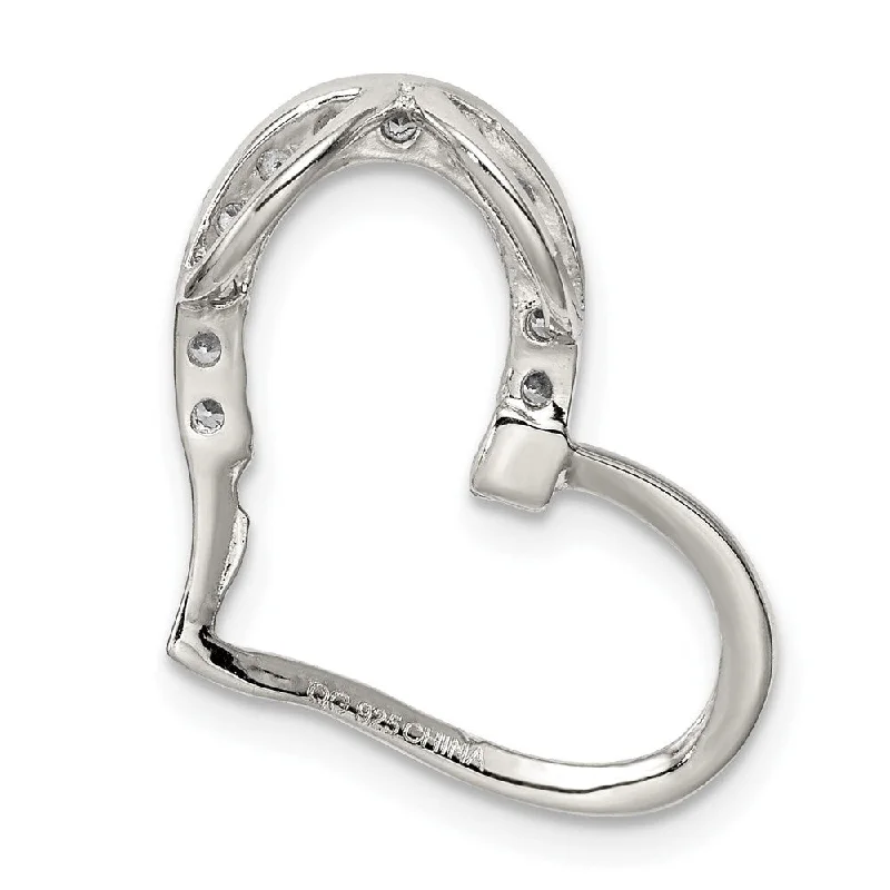 thick chain necklace-Diamond2Deal 925 Sterling Silver Rhodium-plated CZ Heart Pendant