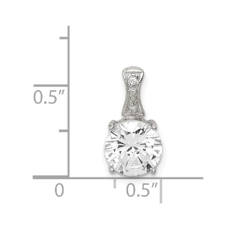 flower pendant necklace-Diamond2Deal 925 Sterling Silver Rhodium-plated CZ Pendant