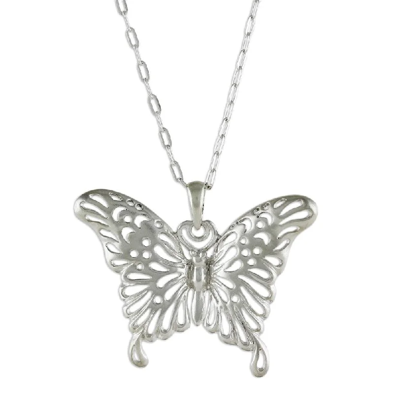 couple’s heart necklace-Handmade Butterfly Beauty Sterling Silver Necklace (Thailand) - 7'6" x 9'6"