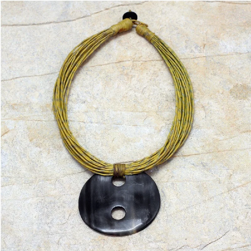 religious pendant necklace-Handmade Leather and Horn 'Talatu Gilga' Necklace (Ghana)