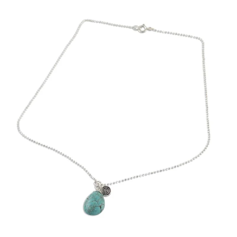 opal pendant necklace-Handmade Silver 'Subtle' Turquoise Necklace (Thailand)