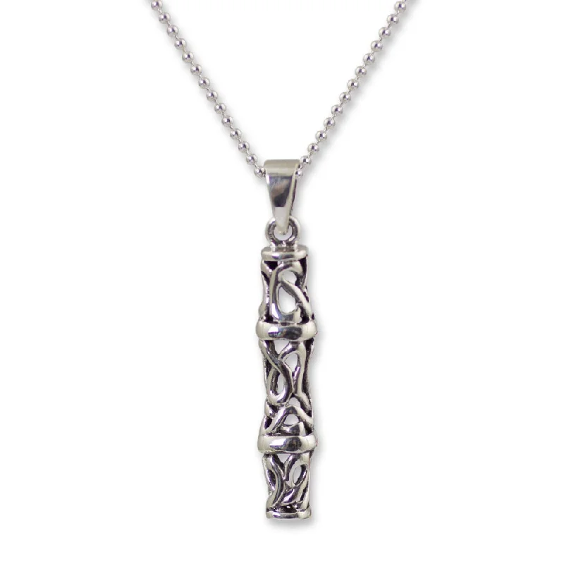 gemstone chain necklace-Handmade Sterling Silver 'Bamboo Filigree' Necklace (Thailand)