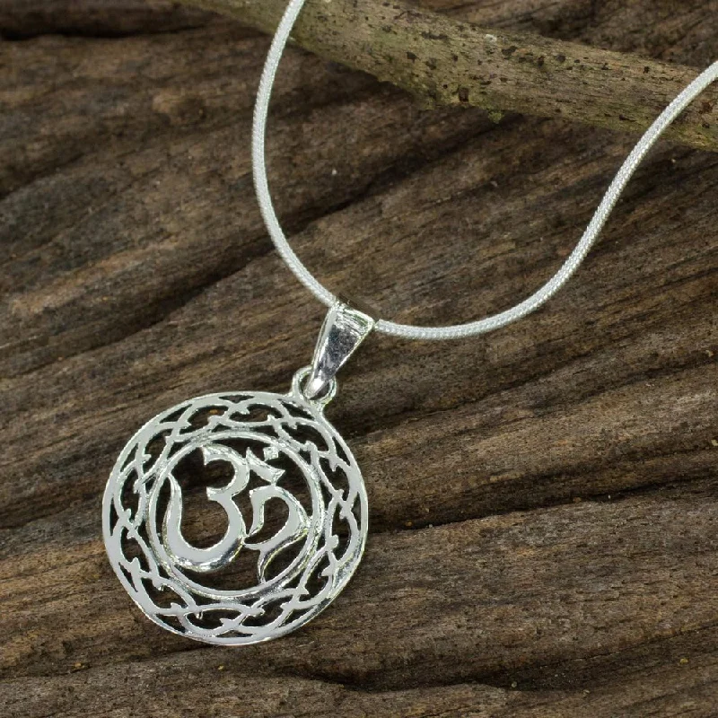 gold chain necklace-Handmade Sterling Silver 'Celtic Om' Necklace (Thailand) - 7'6" x 9'6"