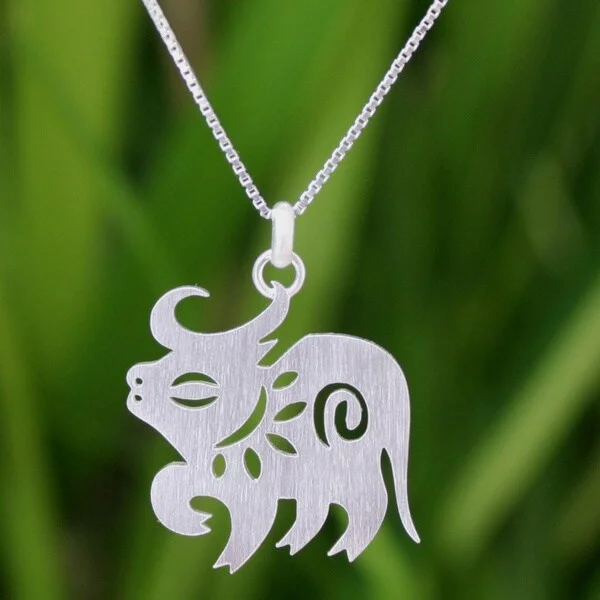 adjustable necklace for women-Handmade Sterling Silver 'Chinese Zodiac Ox' Necklace (Thailand)