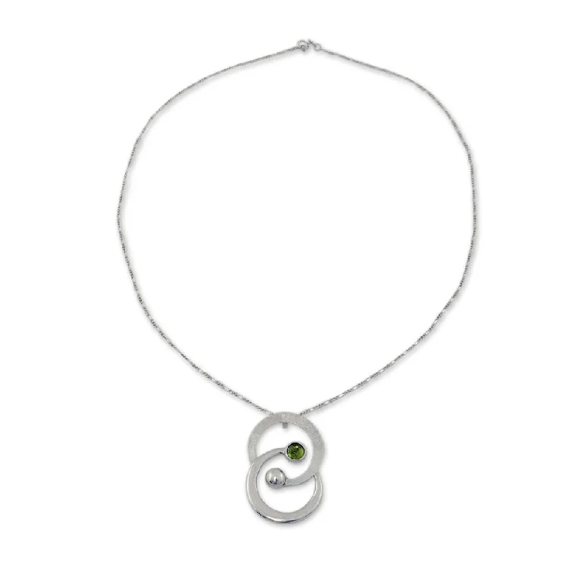 diamond choker necklace-Handmade Sterling Silver 'Gemini the Twins' Peridot Necklace (Mexico)