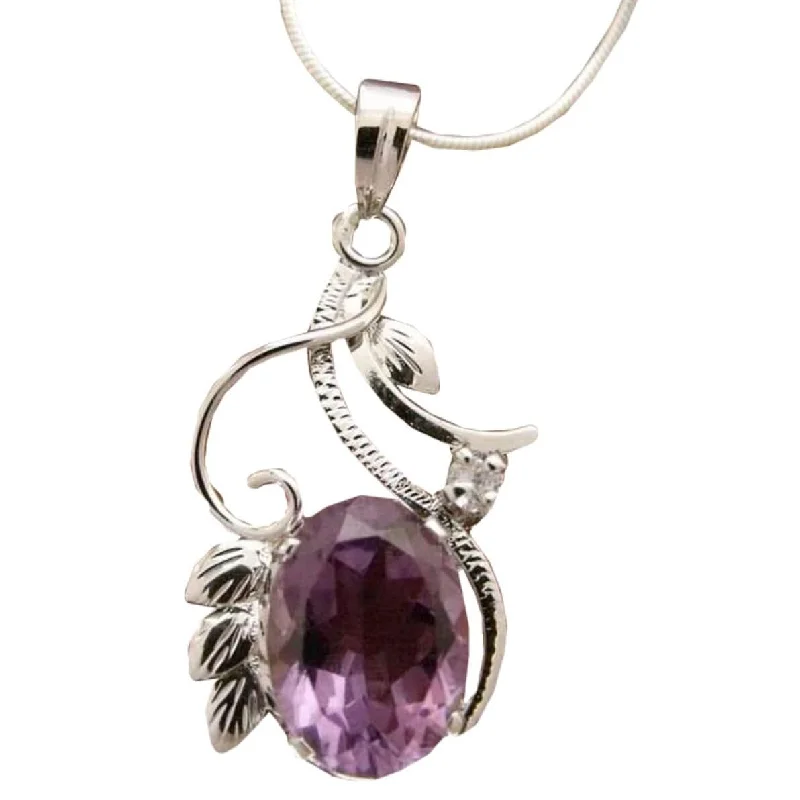 diamond pendant necklace-Handmade Sterling Silver 'Nostalgia' Amethyst Flower Necklace (India)