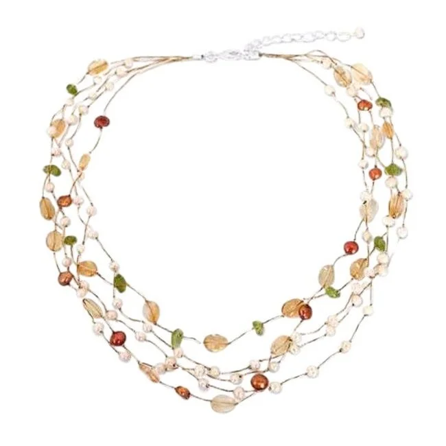 butterfly pendant necklace-Multi-gemstone 'Awakening' Pearl Necklace (3.5-7.5 mm)