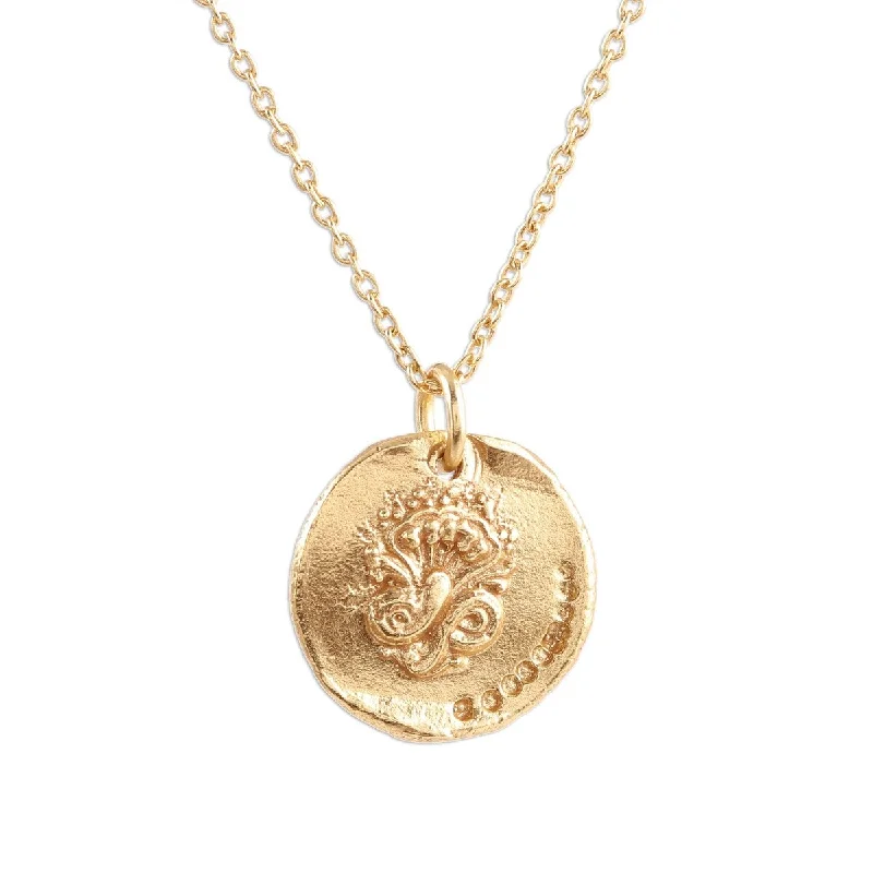 thick chain necklace-NOVICA French Glory, Gold plated sterling silver pendant necklace