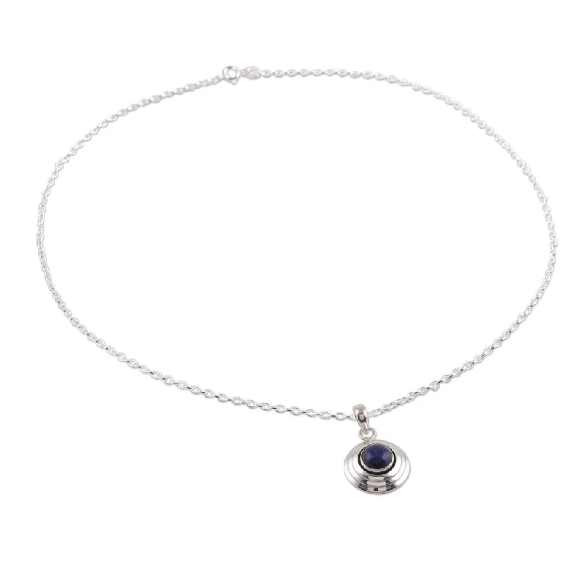 infinity diamond necklace-NOVICA Handmade Lapis Lazuli Pendant Necklace, 'Midnight Disc' (India) - 7'6" x 9'6"