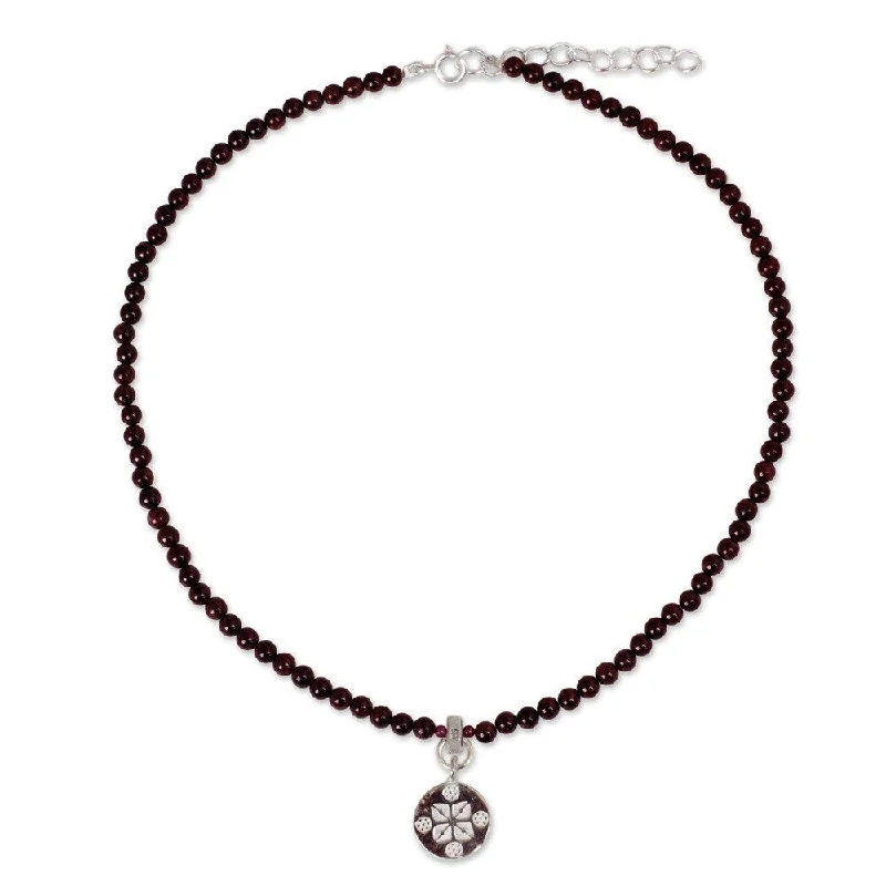 geometric chain necklace-NOVICA Handmade Silver Garnet 'Lucky Charm' Choker (Thailand)