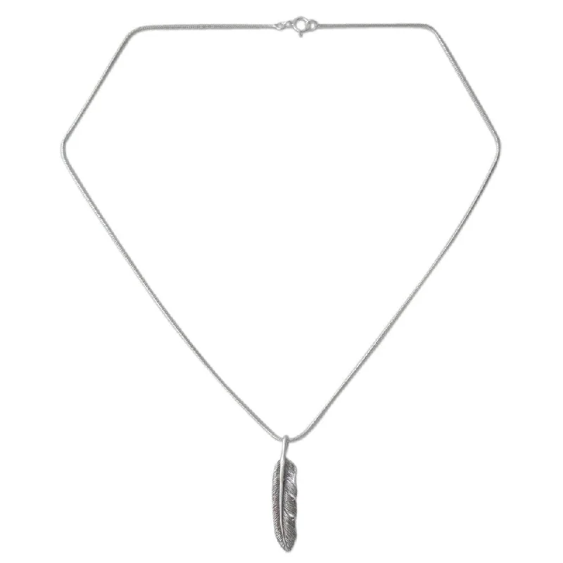 simple charm necklace-NOVICA Handmade Sterling Silver Flight Foxtail Pendant (Thailand) - 7'6" x 9'6"