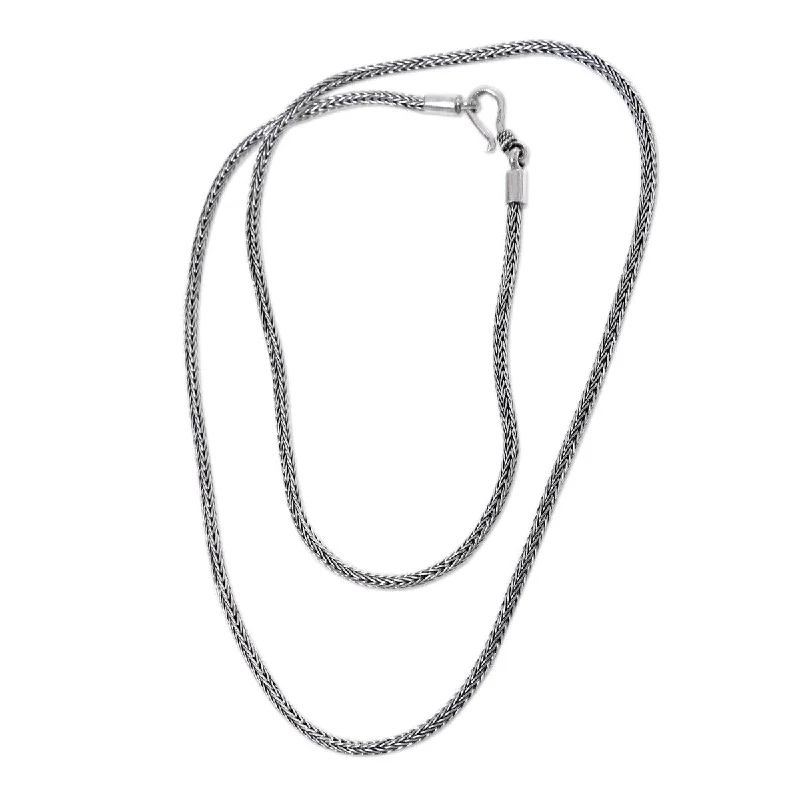 trendy gold necklace-NOVICA Naga Tradition I, Sterling silver chain necklace