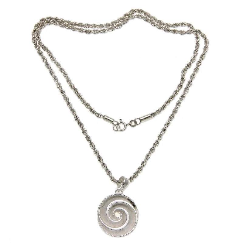 infinity diamond necklace-NOVICA Silver Nautilus, Sterling silver pendant necklace