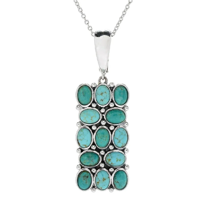 women’s statement necklace-Pinctore Sterling Silver Mine # 8 & Tyrone Turquoise Enhancer Pendant