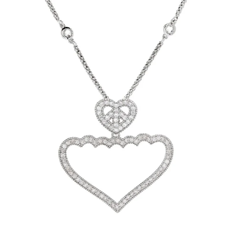 infinity heart necklace-Pinctore Sterling Silver White Zircon Heart Pendant