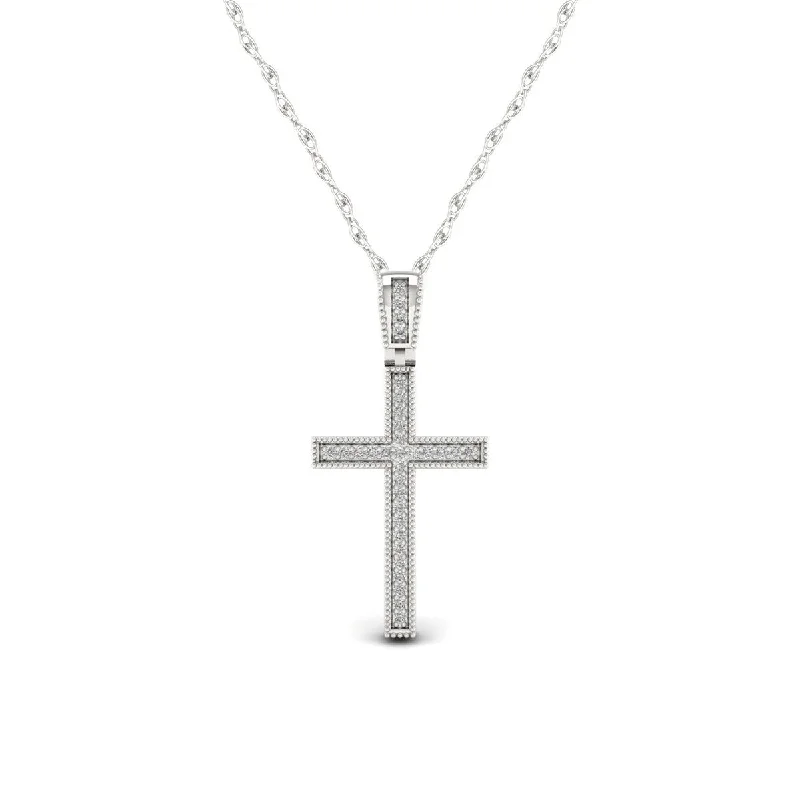 personalized dog tag necklace-S925 Sterling Silver 1/10ct TDW Diamond Cross Necklace - White H-I