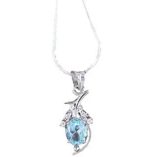 square pendant necklace-Silver Blue Topaz Scintillating Bouquet Necklace