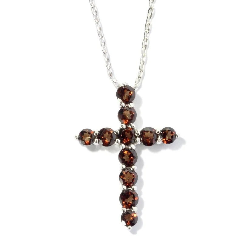 pendant necklace for mom-Stering Silver Chacolate Topaz Cross Necklace