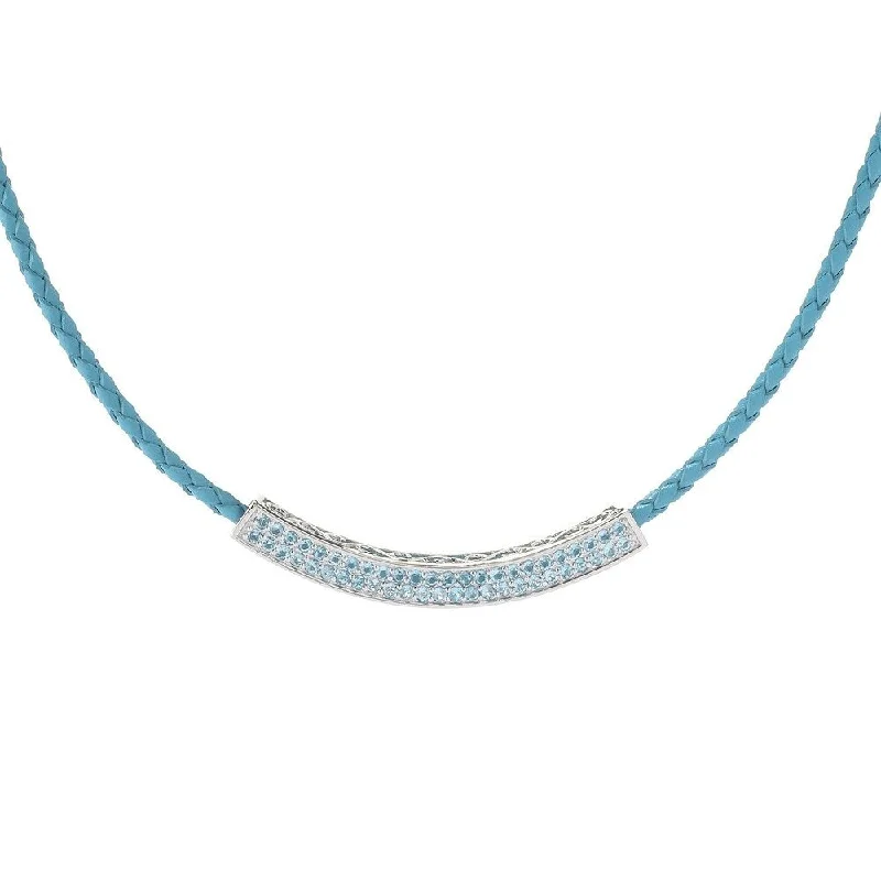 unique charm necklace-Sterling Silver 1.81ctw Swiss Blue Topaz Necklace 18"L