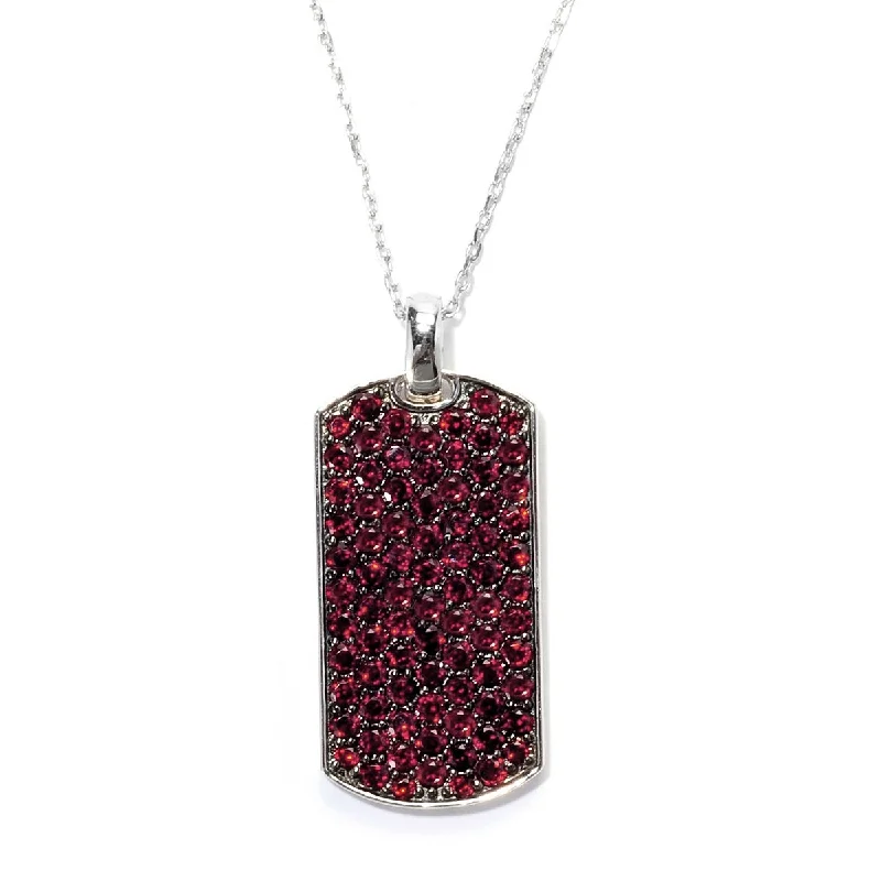 minimalist gold necklace-Sterling Silver 7.17Ctw Rhodolite Garnet Pendant Pendant 1.68"L With 18" Chain